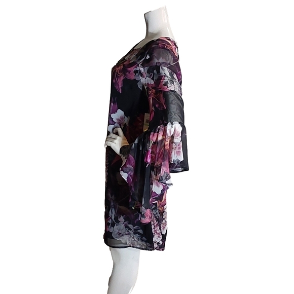 Cece Floral Black and Pink Women's Dress Size 8 - Picture 3 of 4